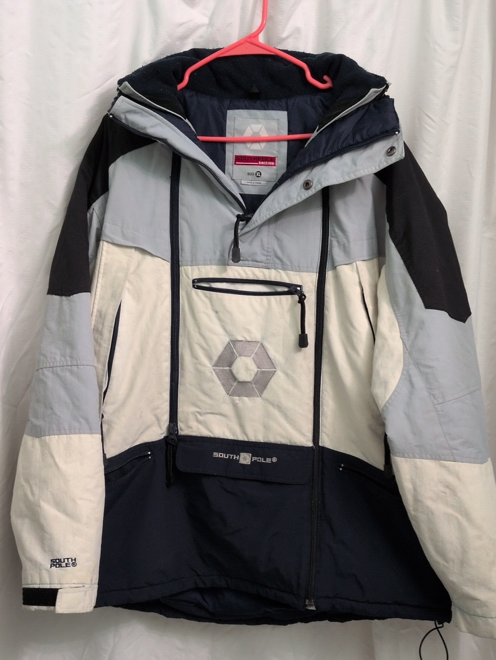 South Pole Men’s Colorblock Ski Jacket - Black, Light Gray, Cream Size XL